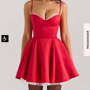 HOUSE OF CB Minimoiselle holly red mini dress